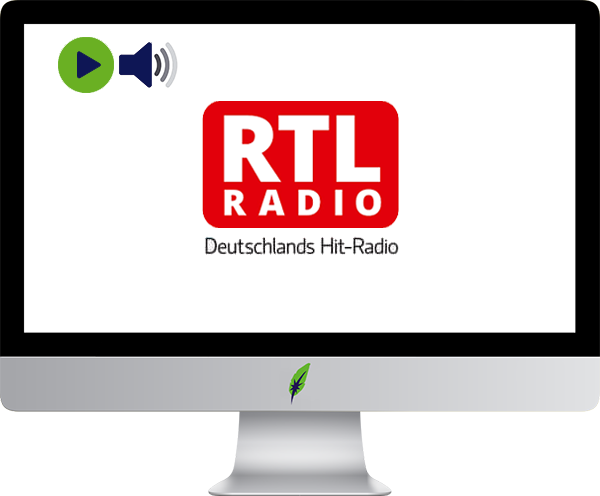 Afbeelding computerscherm met logo radiozender RTL Radio - Duitsland - in kleur op transparante achtergrond - 600 * 496 pixels